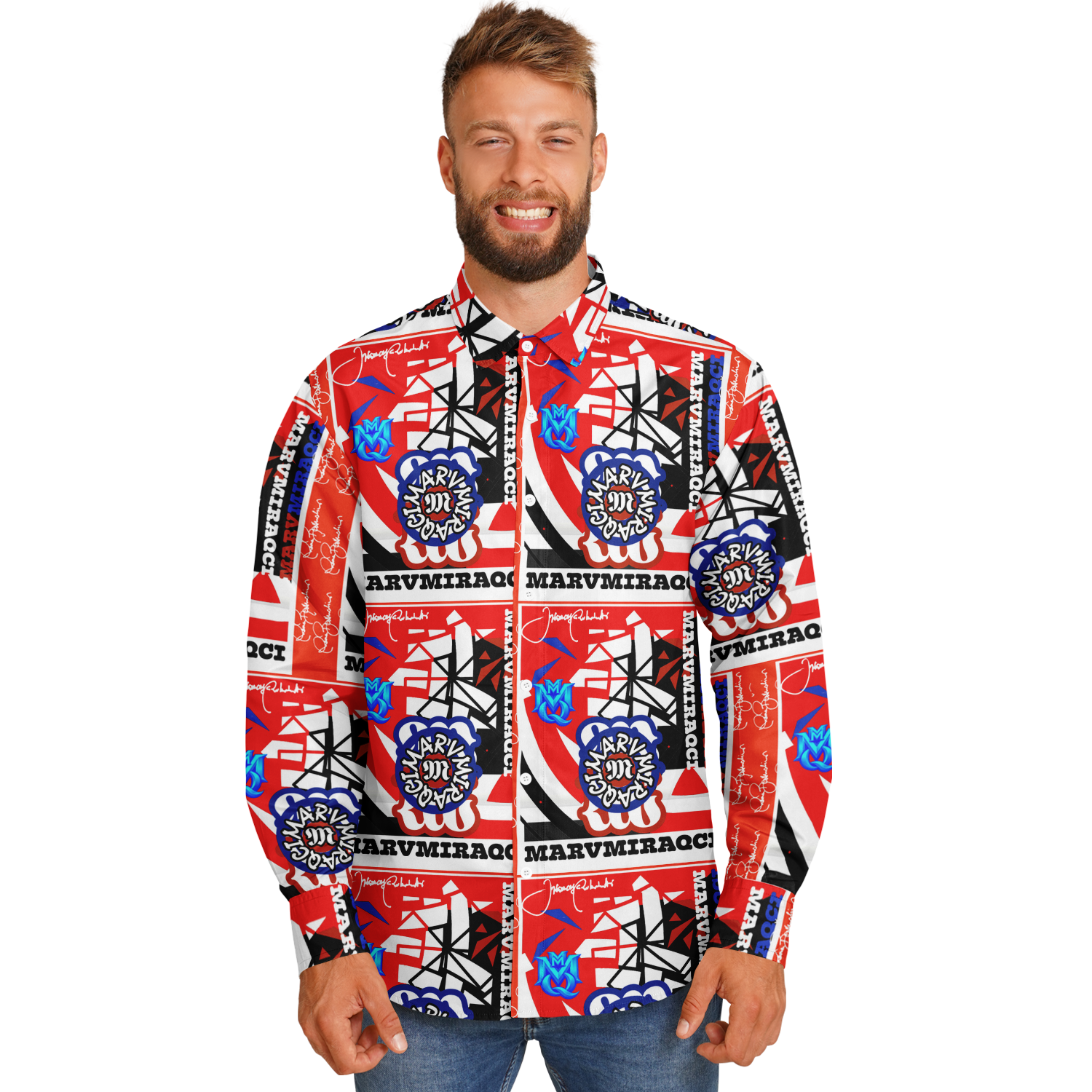 Long Sleeve Button Down Shirt - AOP 890
