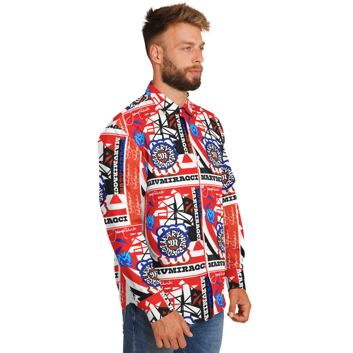 Long Sleeve Button Down Shirt - AOP 890