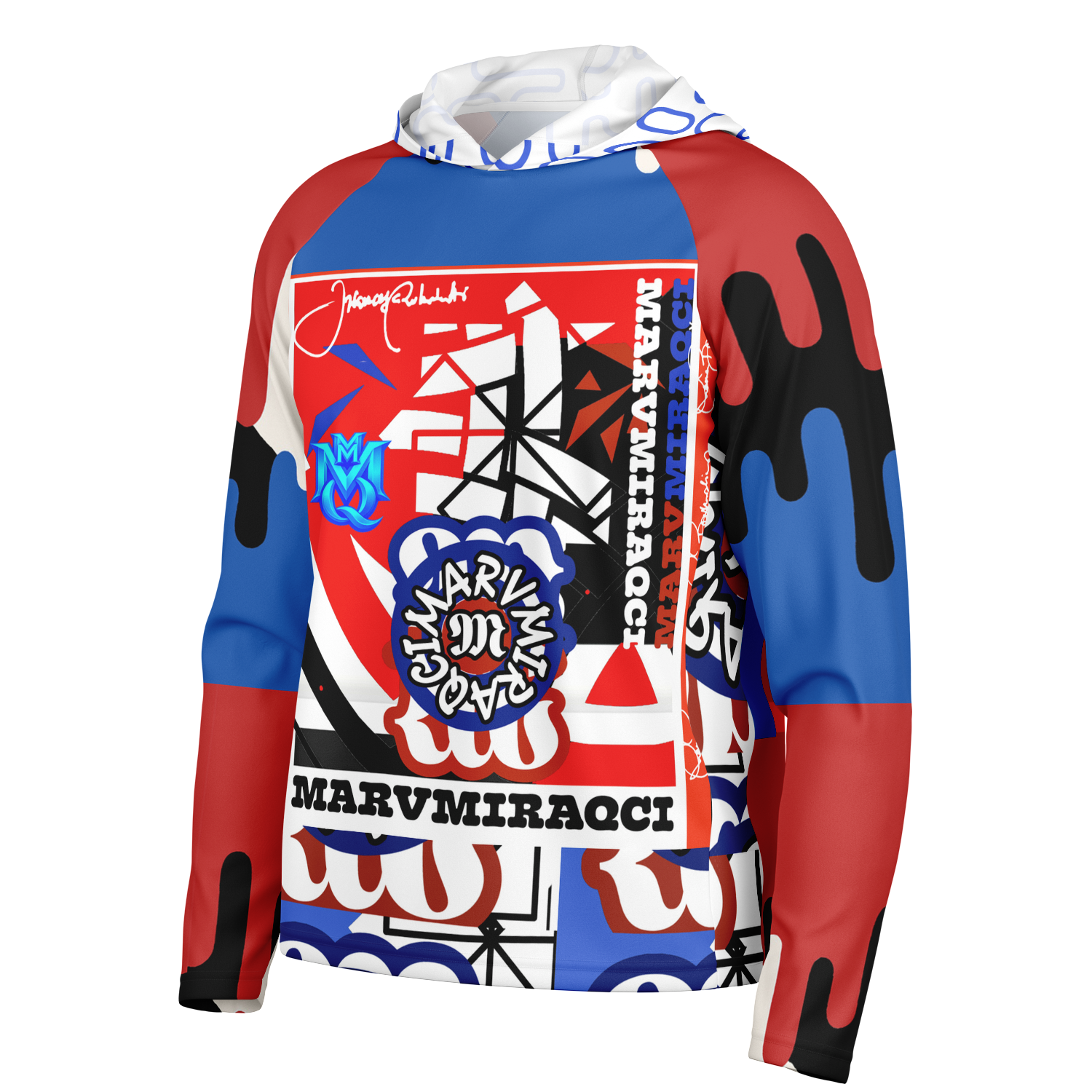 Men's Long Sleeve Hooded Performance Shirt - AOP