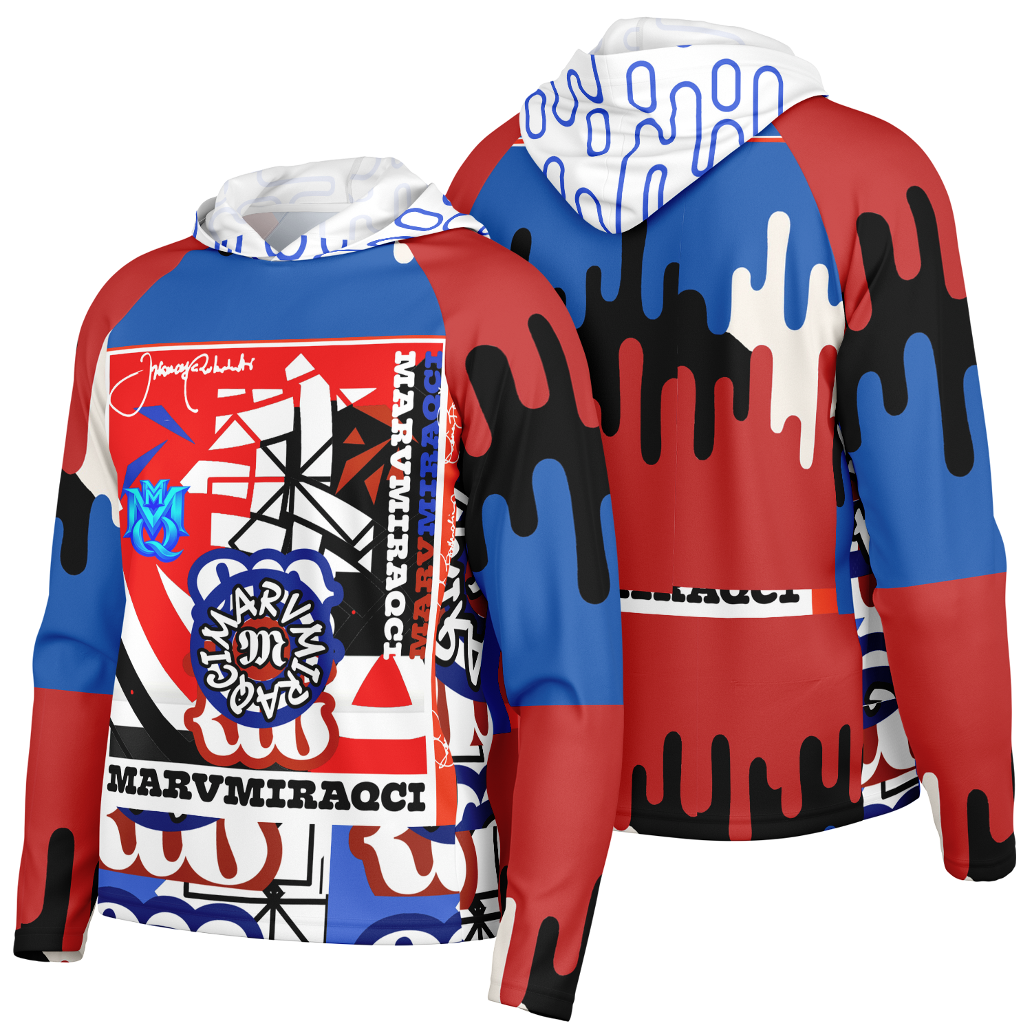 Men's Long Sleeve Hooded Performance Shirt - AOP