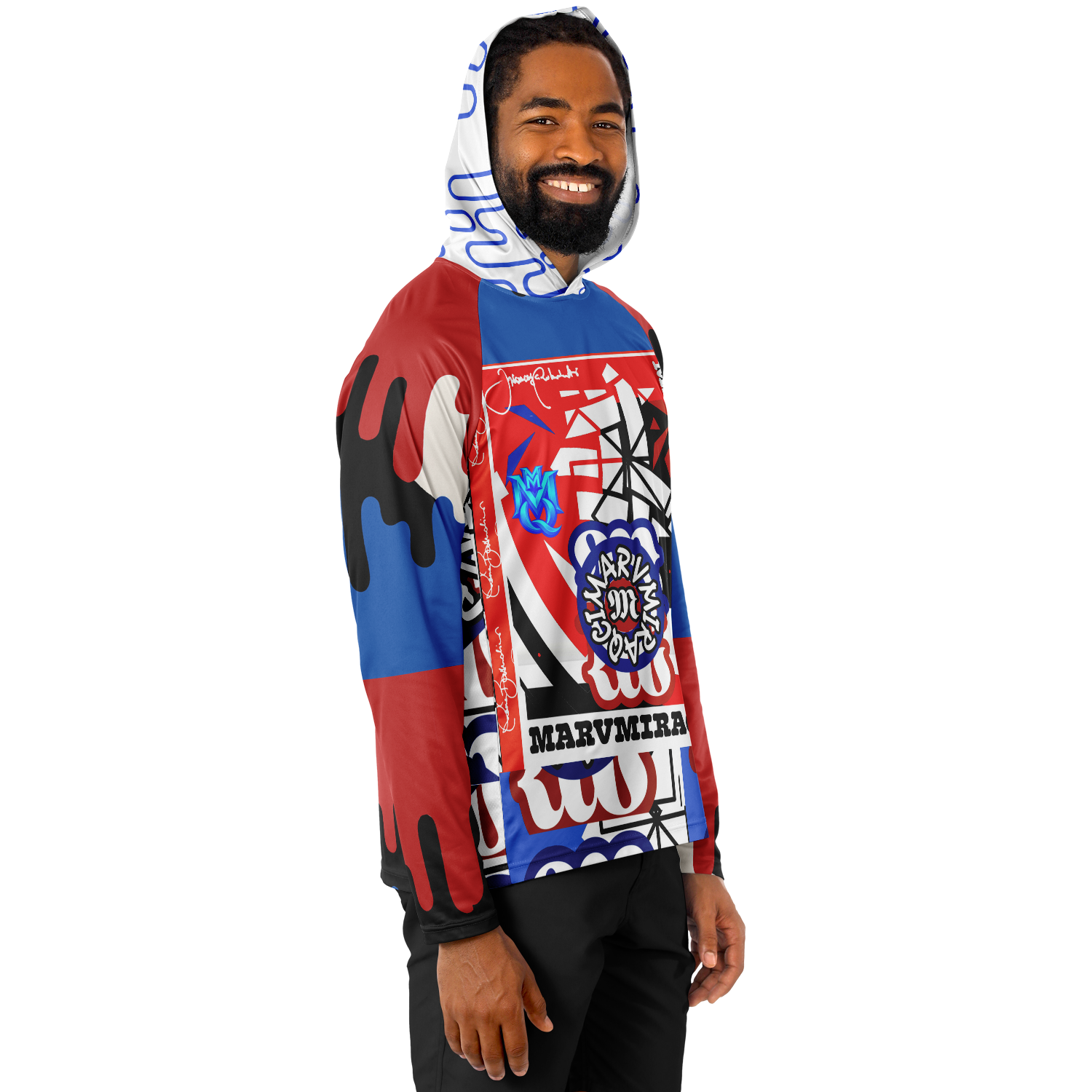 Men's Long Sleeve Hooded Performance Shirt - AOP