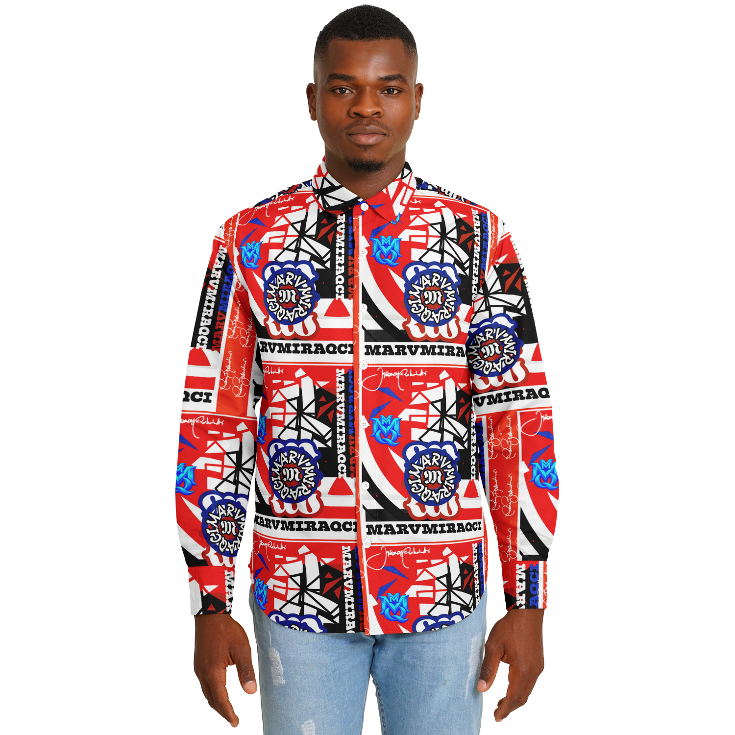 Long Sleeve Button Down Shirt - AOP 890
